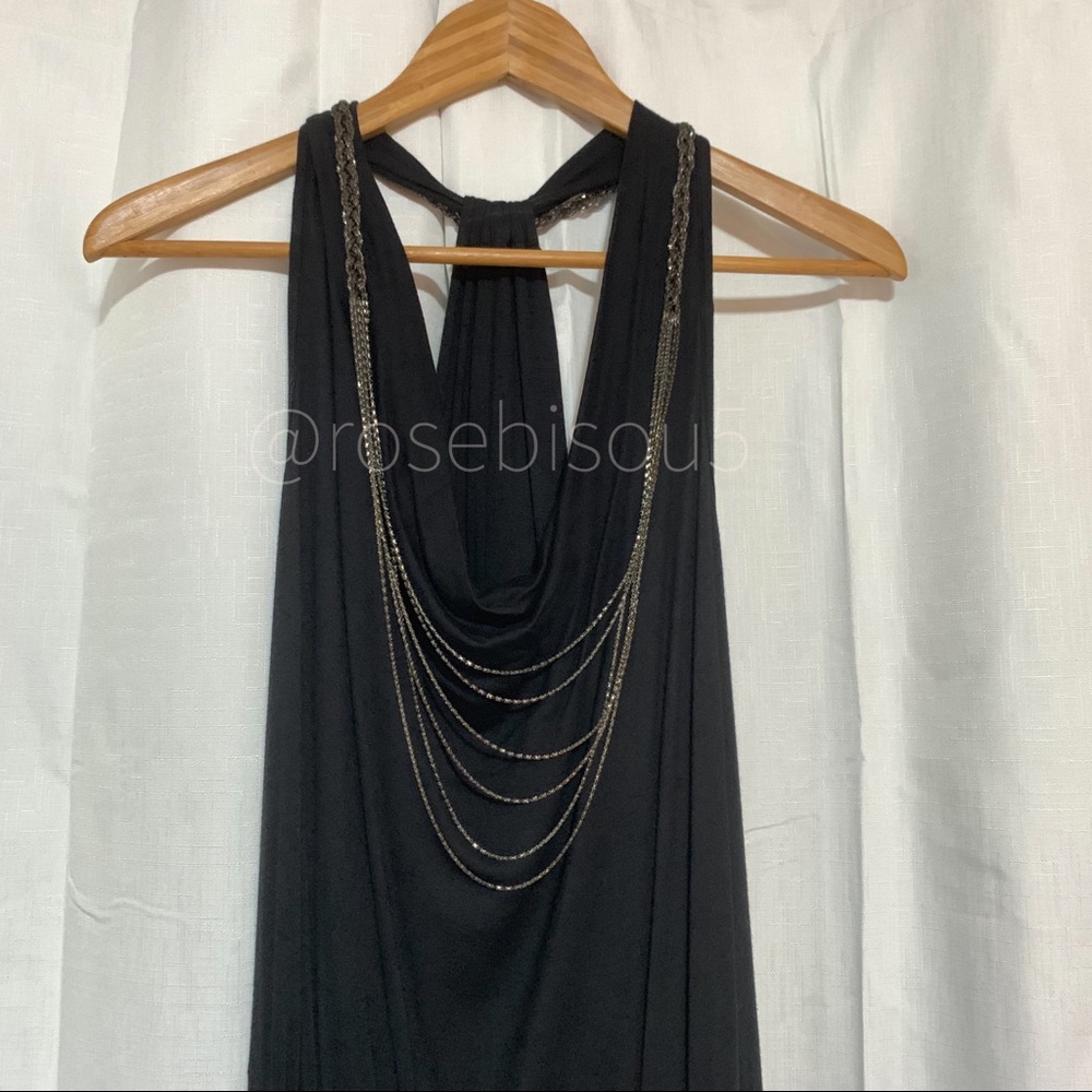 🍸🆕{JOSHUA} Black Braided Chain Embellished LBD - Picture 1 of 8
